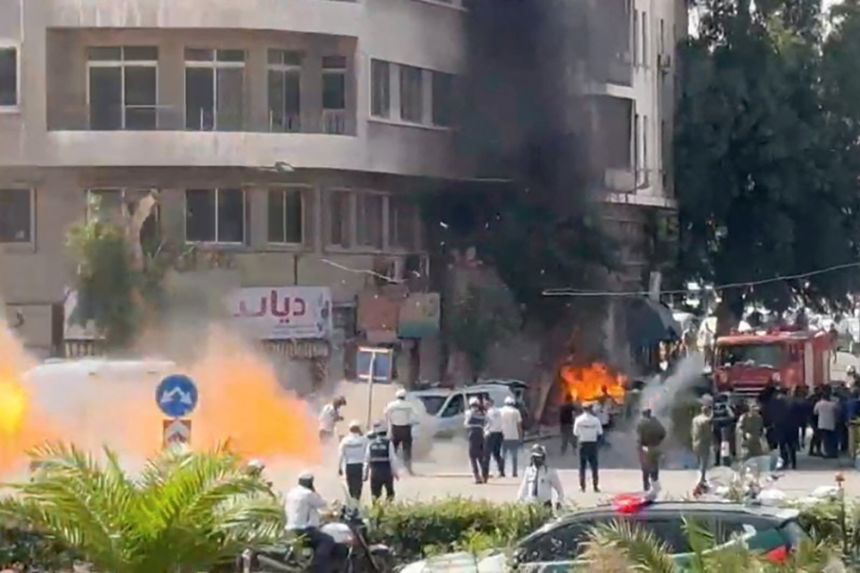 Explosion near Macron’s Damascus hotel as French president meets Syrian counterpart