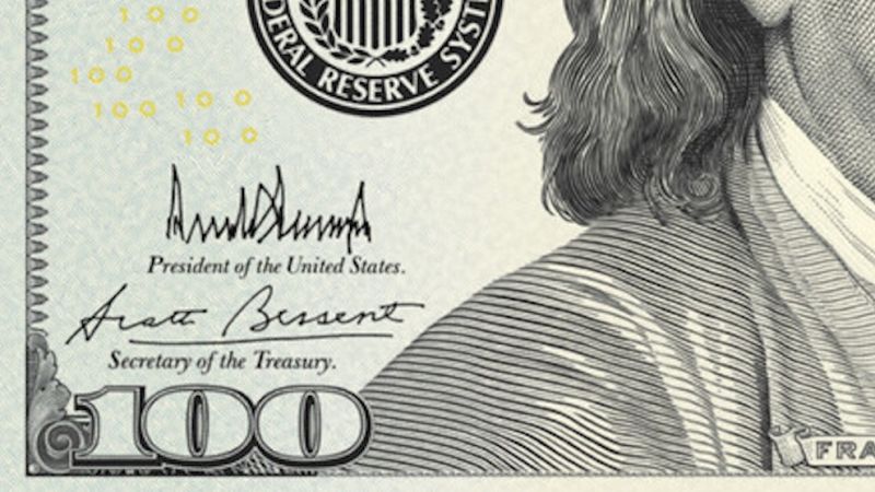 Trump posts new image of $100 bill with his signature
