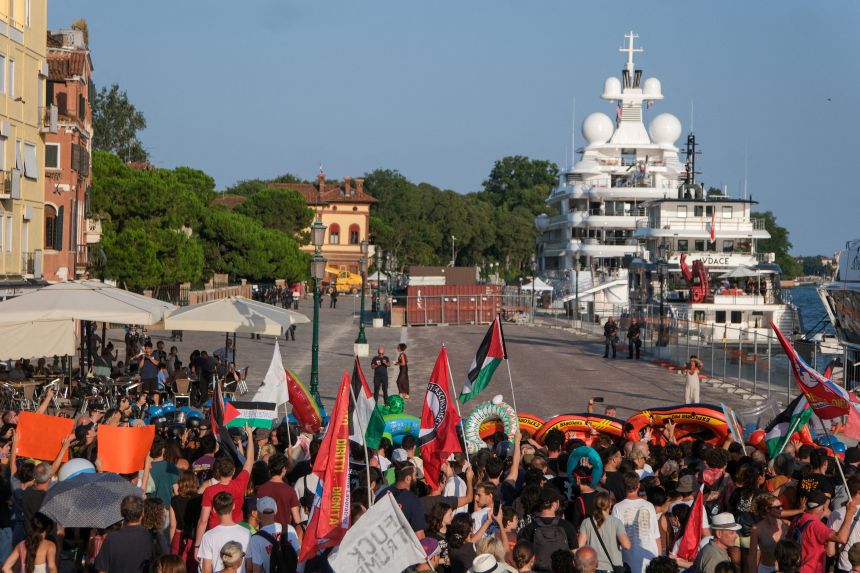 Venice protesters clash with police as Trump envoy’s mega yacht crashes their party